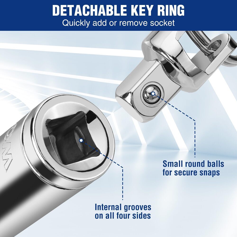 WORKPRO Socket Bottle Opener 3/8″ X14 mm Socket Deep Square Drive Socket 6-Point