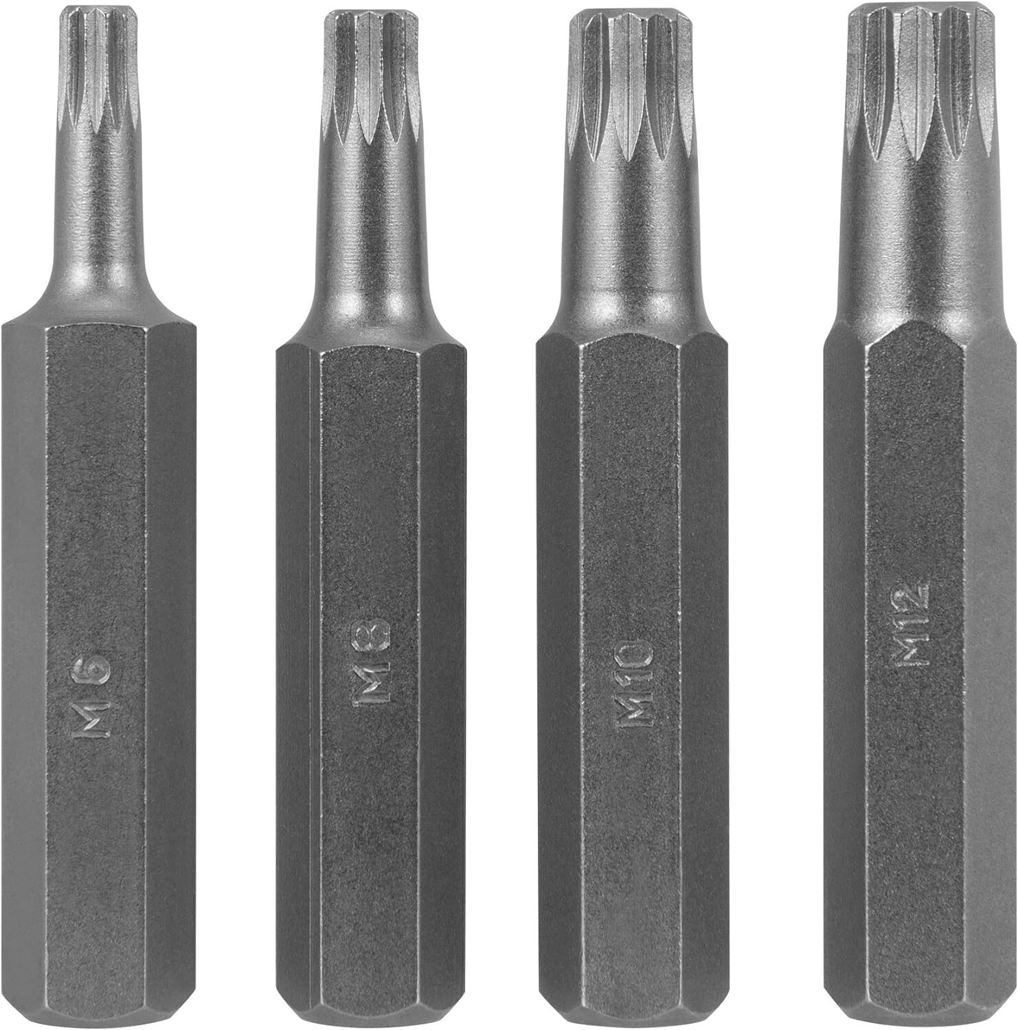 PERFORMANCE TOOL METRIC TRIPLE SQUARE BIT 4 PC SET 12 POINT 1/2″ HEX DR- W1395