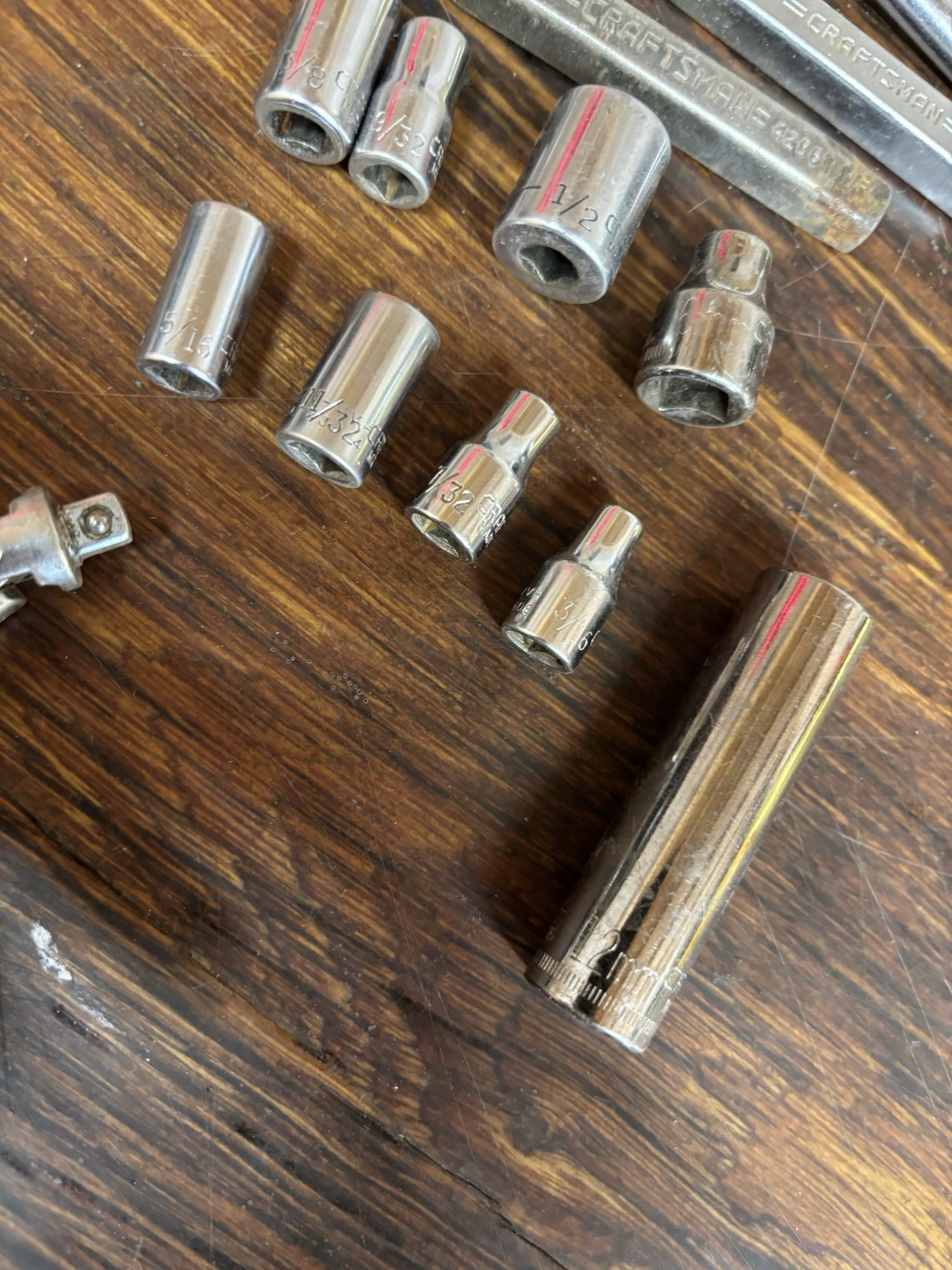 Lot Of 28 Craftsman assorted Wrenches, sockets and extras