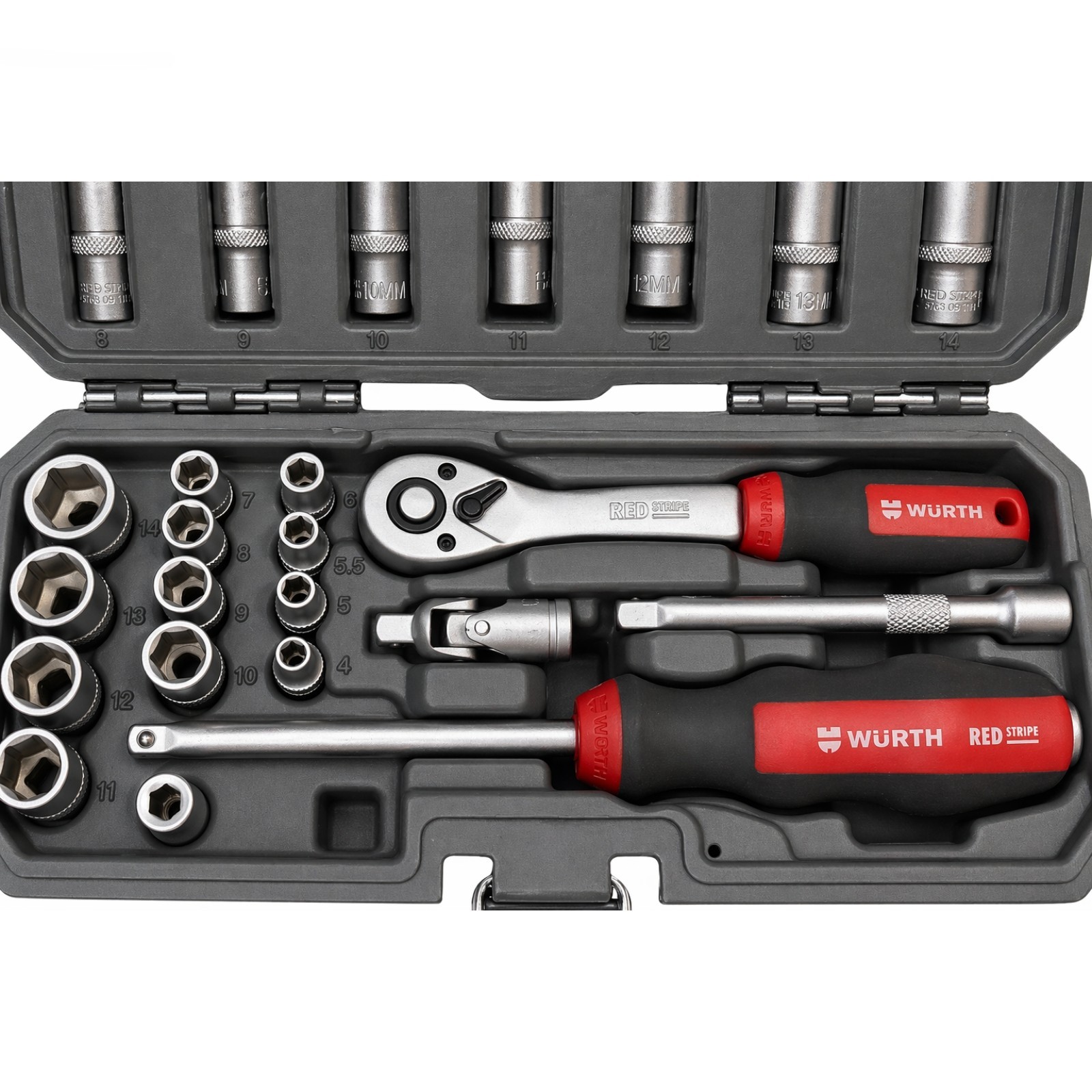 Würth® Red Stripe 1/4 INCH SOCKET WRENCH ASSORTMENT 40 PIECES – 5763114040