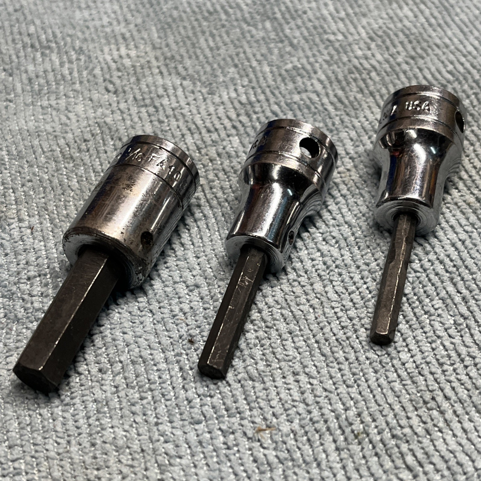Snap-On FA6A, FA 4.5A FA10B 9/64″3/16″ and 5/16″ Standard Hex Bit set