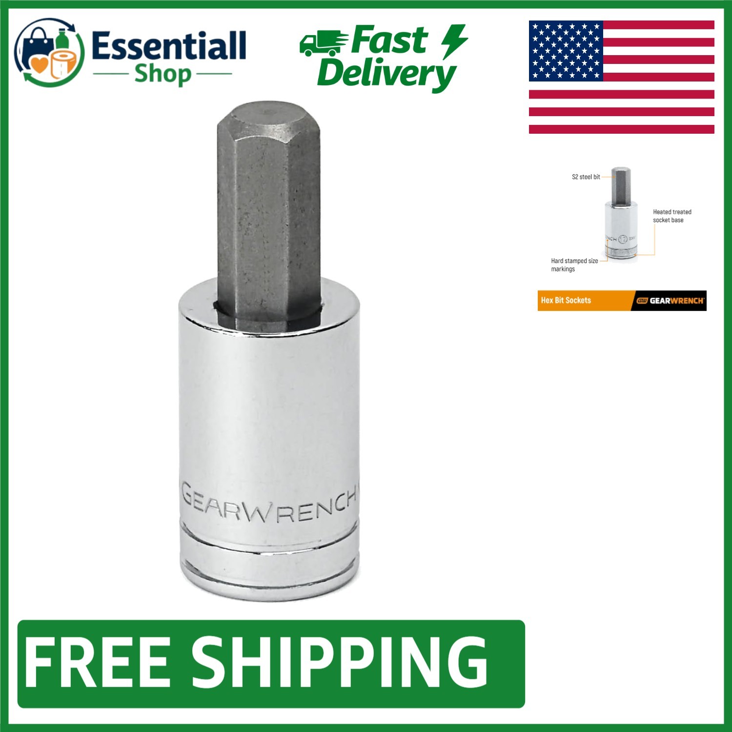 Polished Alloy Steel 3/8″ Drive Hex Bit Socket 11mm – Corrosion Resistant