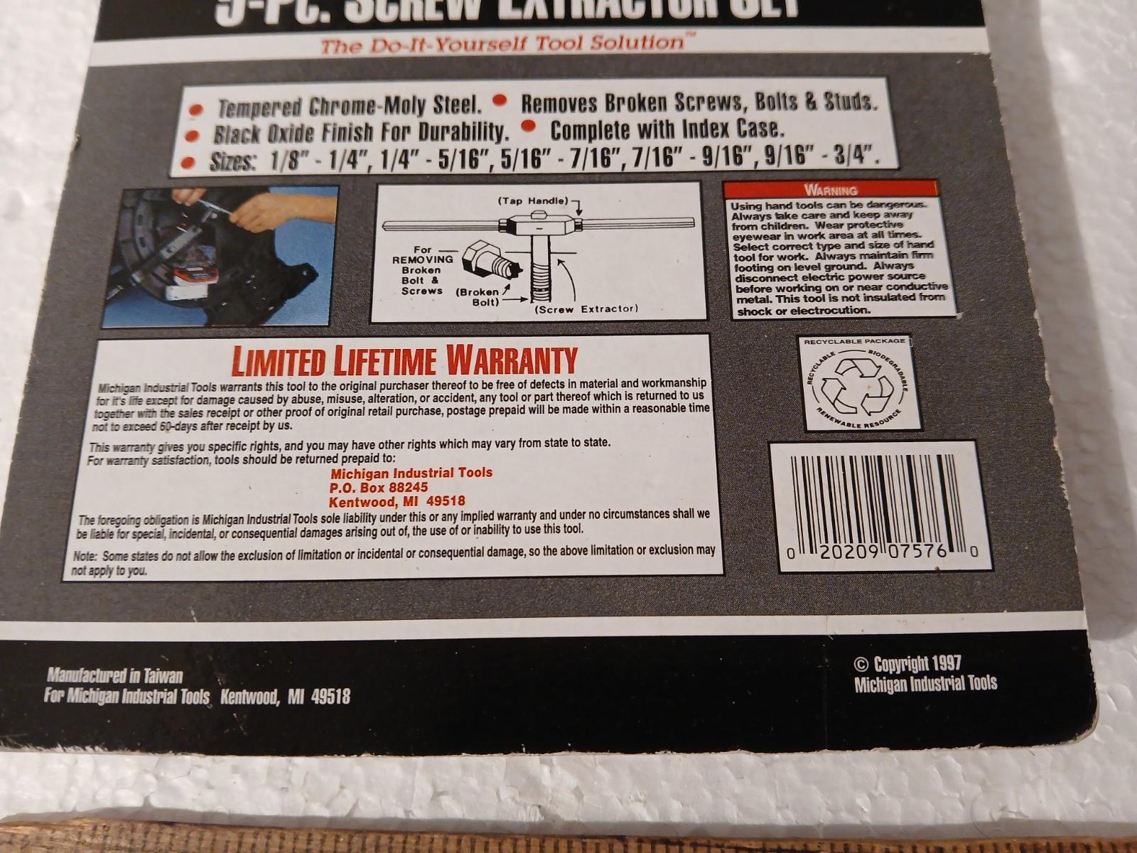 Mit 5 PC. Screw Extractor Set 7576 Chrome Moly Steel