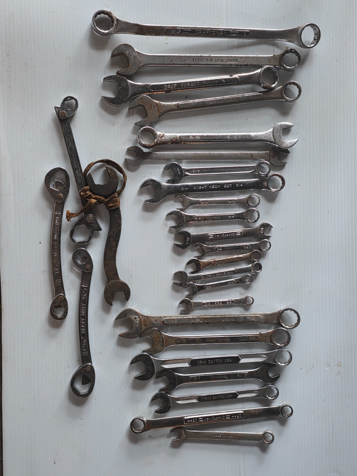 lot of 30 assorted wrenches 12- 22 mm metric 3/8 – 1 SAE