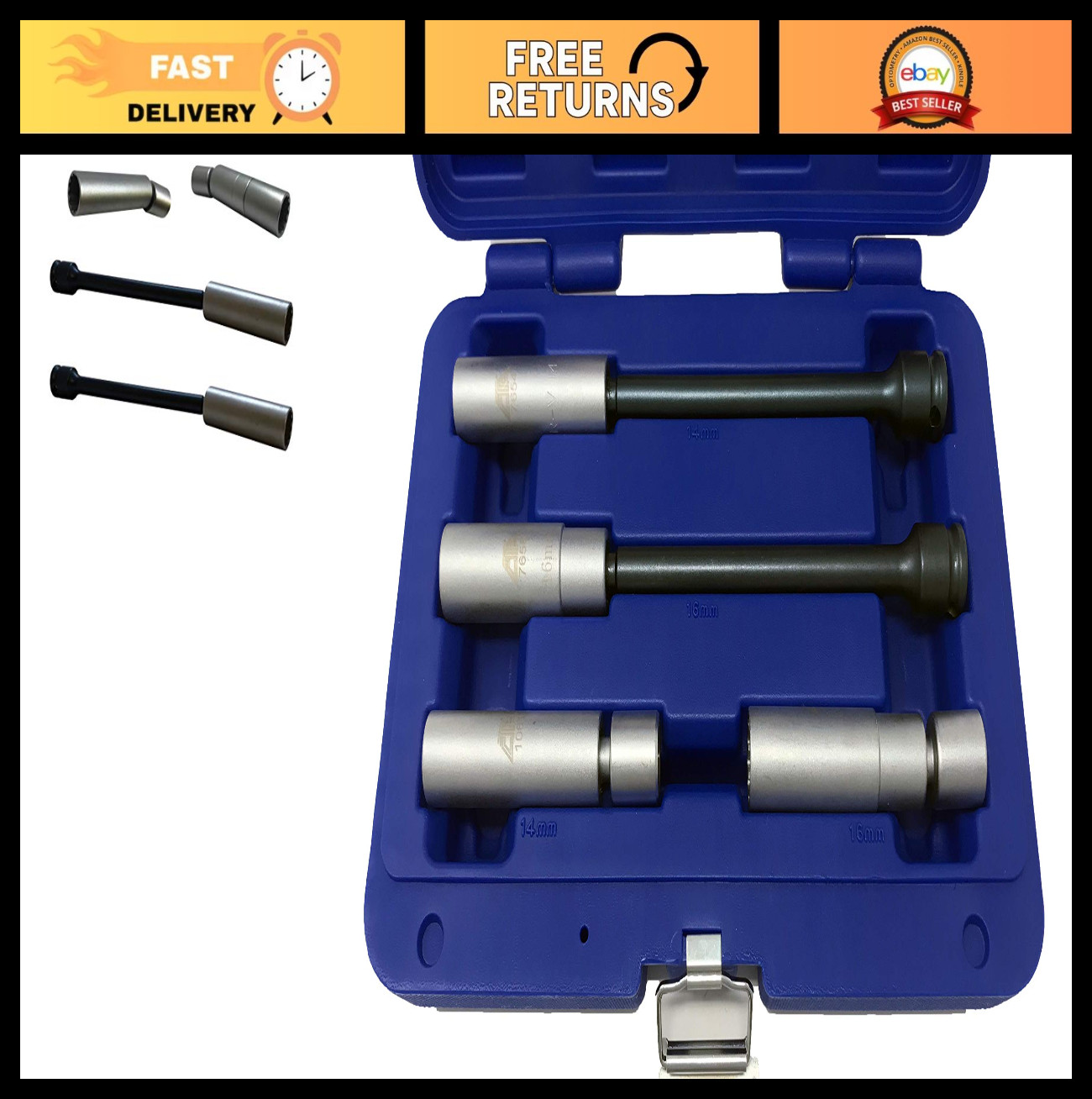 4-Pc Spark Plug Socket Set for Euro Cars – High-Quality Tools, Durable Design