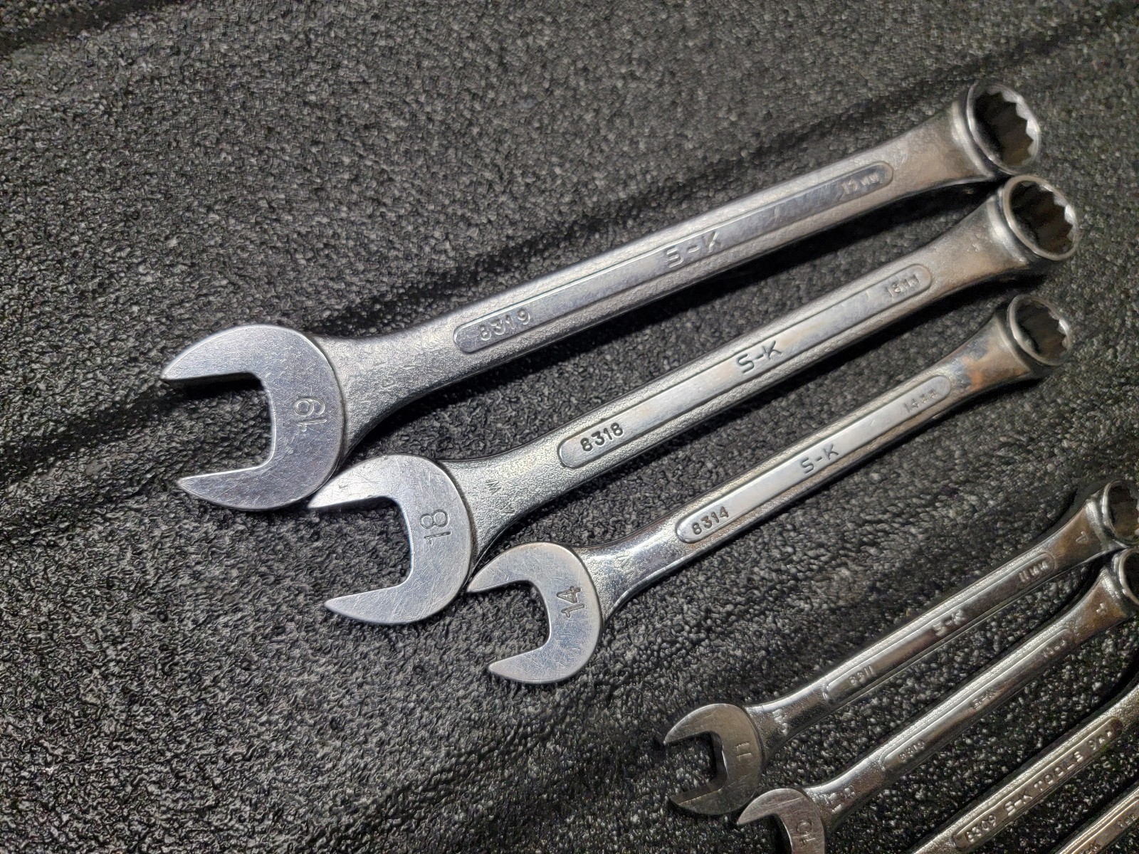 S-K Tools USA Combination Metric Wrench Set 7mm 9mm 10mm 11mm 14mm 18mm 19mm SK