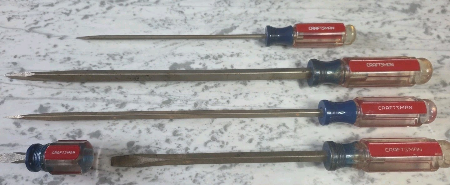 Vintage Craftsman Lot Of 8 Phillips & Slotted Flat Head Screwdriver Set USA