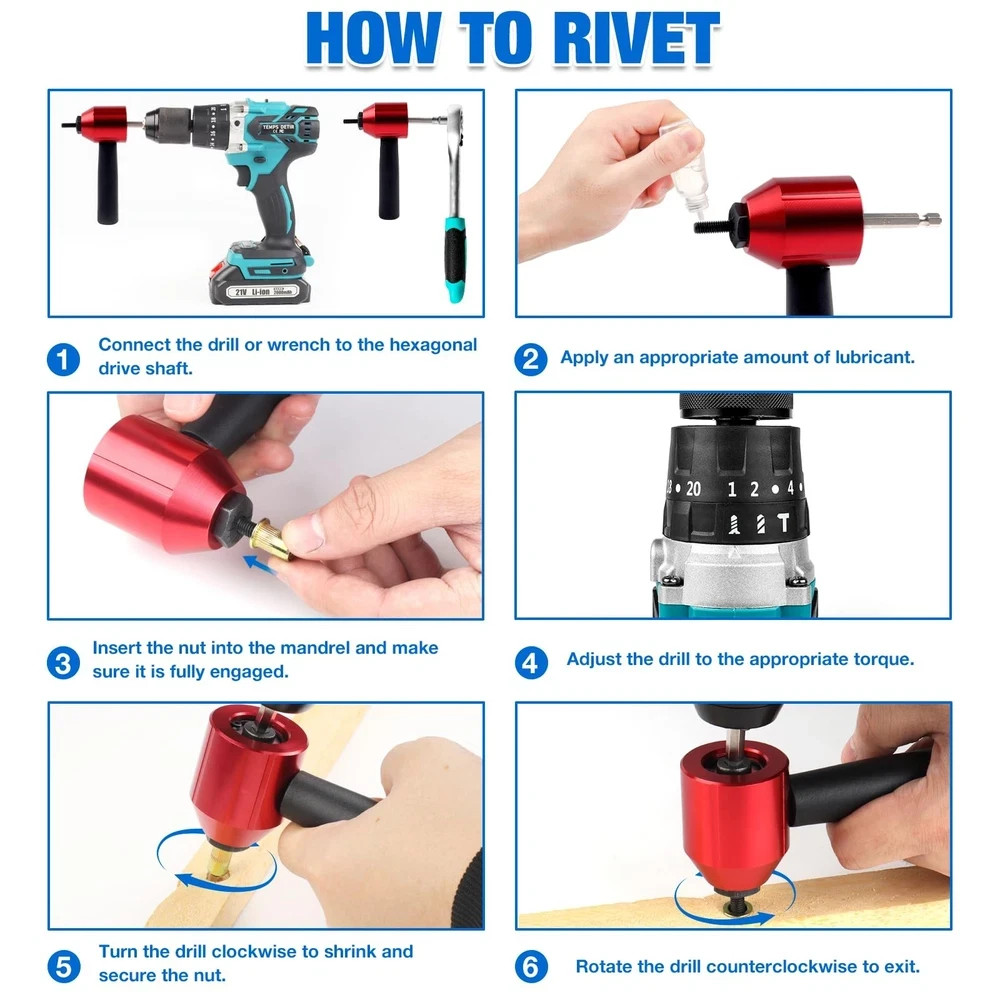 YUZES Rivet Nut Tool Adapter for Cordless Drill Electric- Newly Labor-Saving…