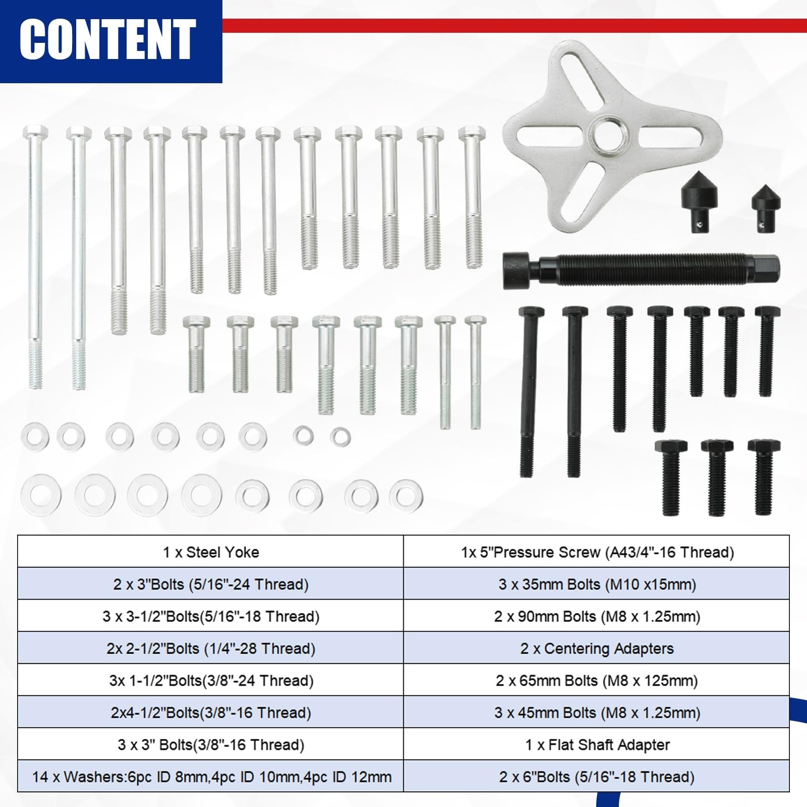 46pcs Harmonic Balancer Puller Kit, Crankshaft & Steering Wheel Pulley Set for C