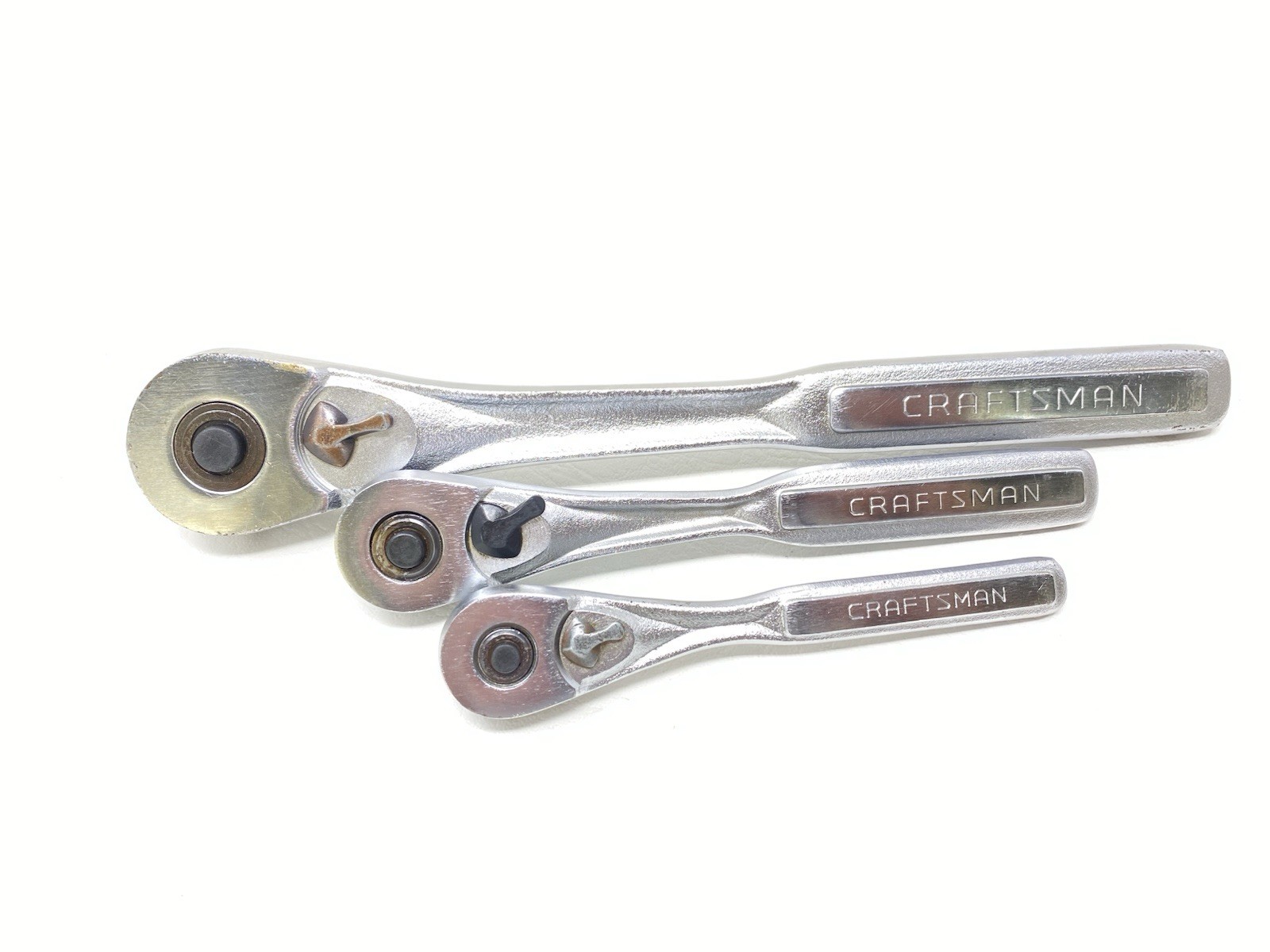 Vintage Craftsman USA Made 3pc Ratchet Set 1/4″, 3/8″, 1/2″ DR 44807 44809 44811