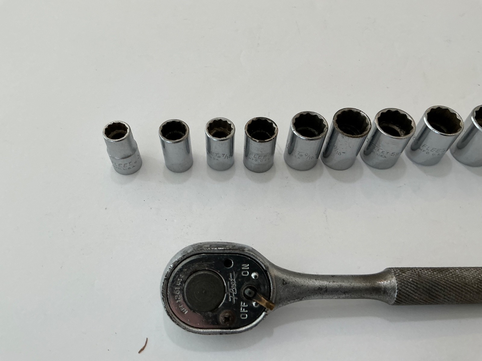 Asst Fleet tools 14 pc rathcet, extension, 11 sockets, wrench USA all for $25