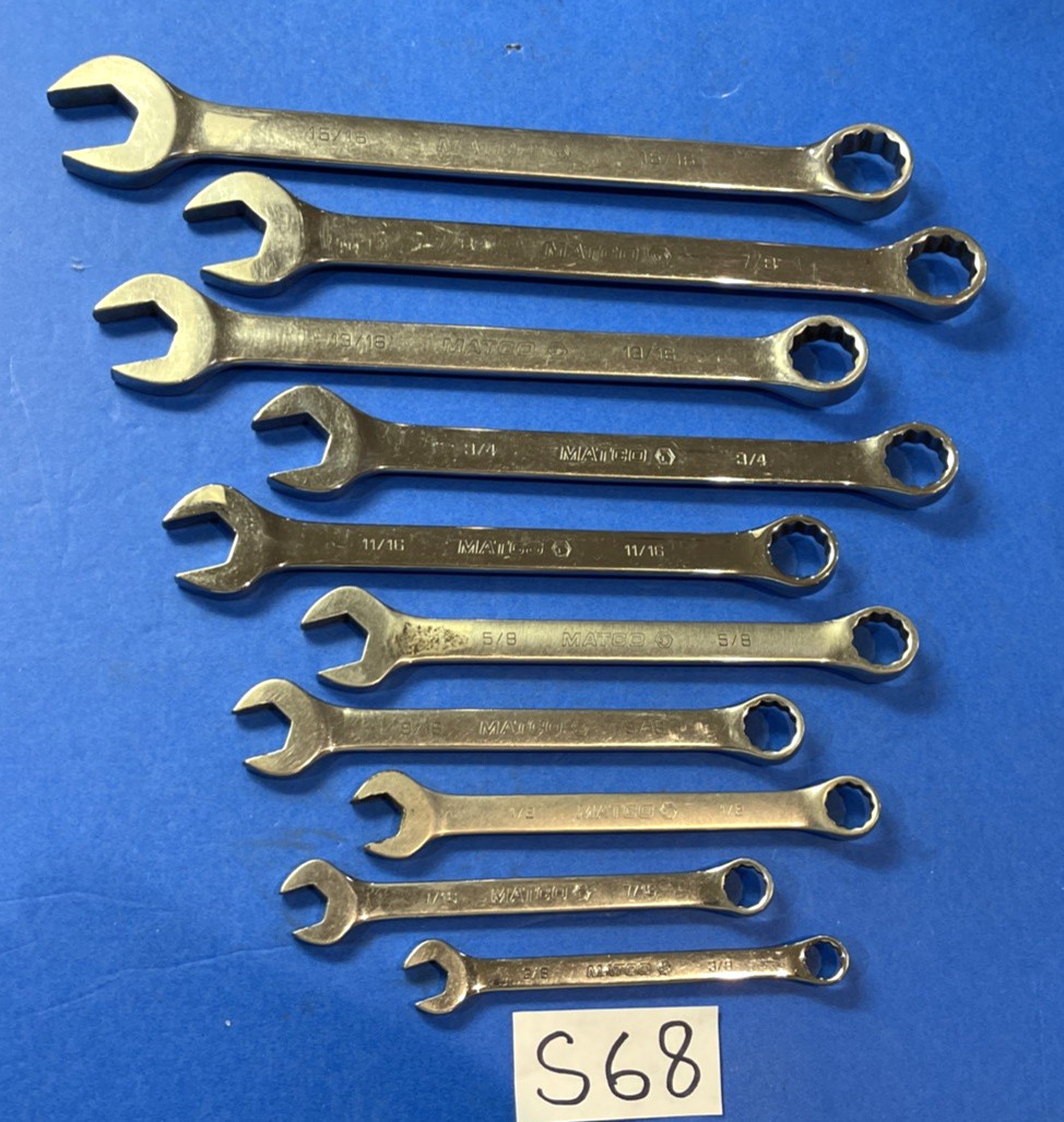 MATCO TOOLS 10 PIECE SAE. COMBINATION WRENCH SET 12 POINT 3/8 TO 15/16 INCH