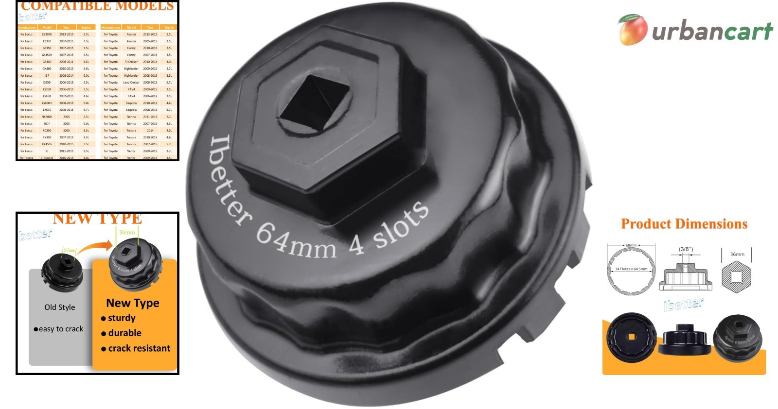 Heavy Duty Aluminum Oil Filter Wrench for Toyota & Lexus Vehicles