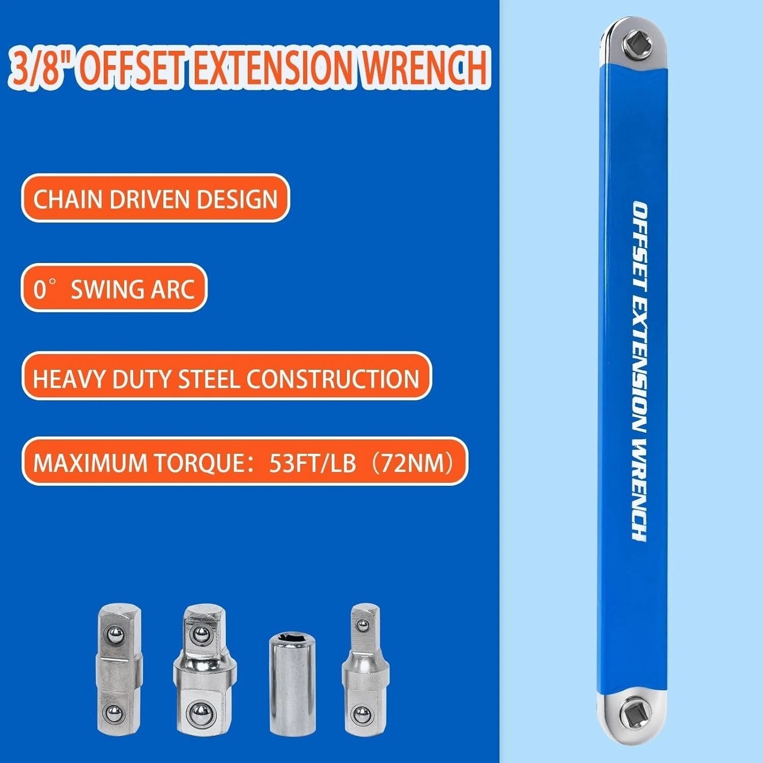 Pro Zero Offset Extension Wrench Tight Reach Extension Wrench Set 1/2″ 1/4″ 3/8″