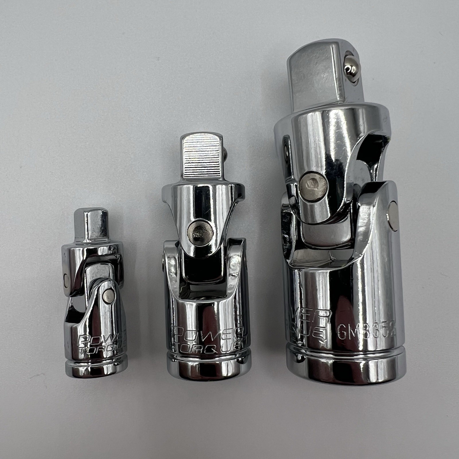 3pcs Universal Joint Swivel 1/4”, 3/8”, & 1/2” Drive Socket Adapter Set GM2811