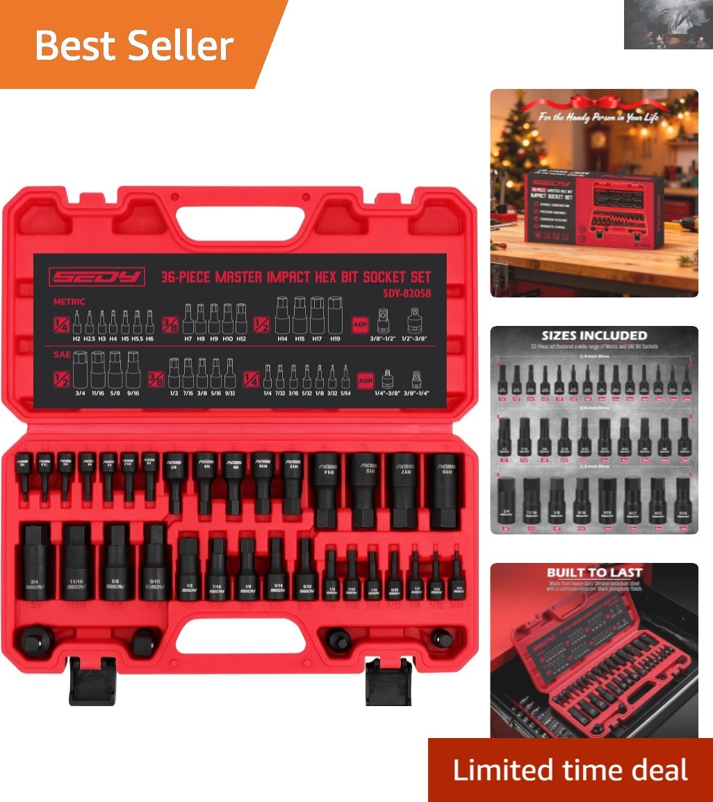 36-Piece Impact Socket Set: SAE/Metrics with Heavy Duty Storage Case