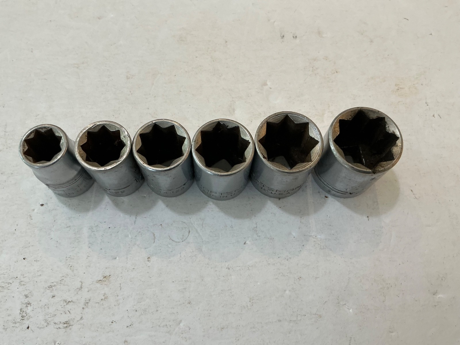 Vtg Craftsman 1/2″ drive 6 pc 8 point socket set -V- 7/16″-3/4″ USA made