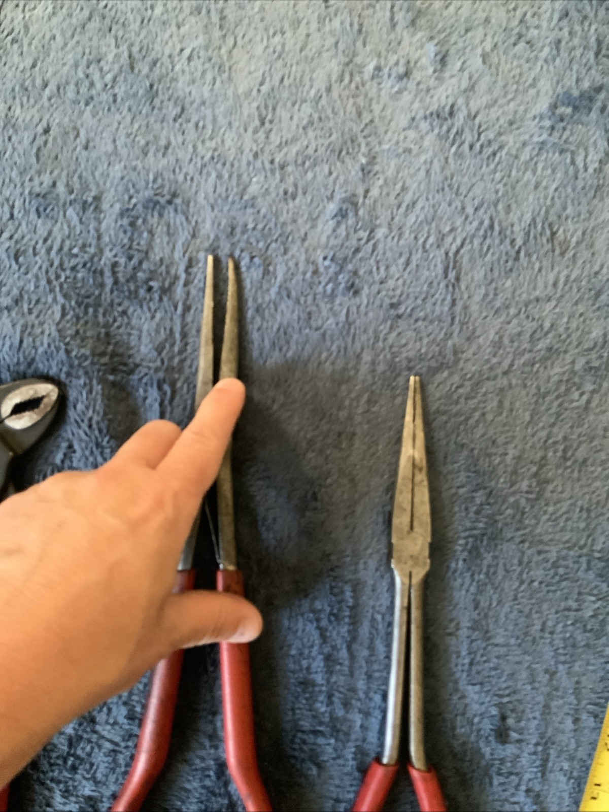 Snap On/ Blue Point 3pc Pliers….hard To See Logos…..see Descrip, One Has Bend