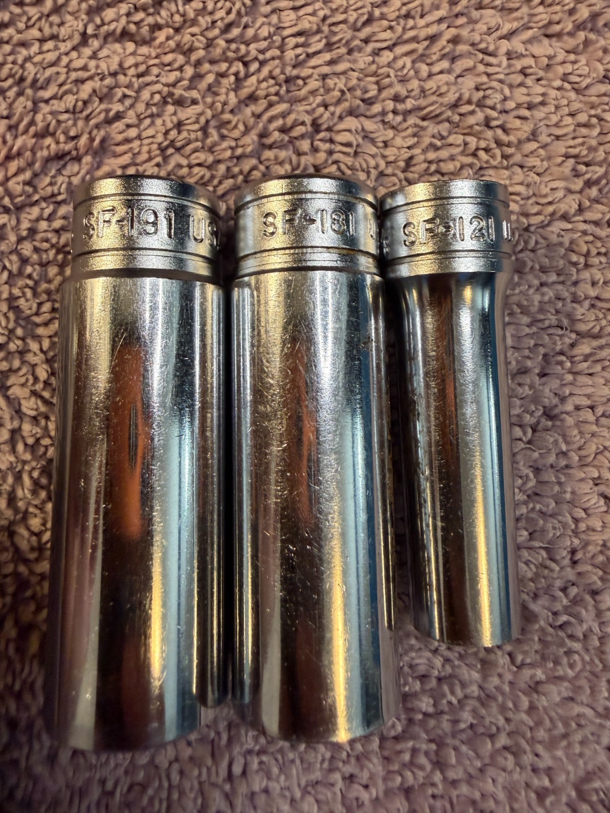 3 Snap-On Sockets 3/8″ Drive 12 Point SAE Deep 19/32 9/16 3/8 SF191 sf181 sf121