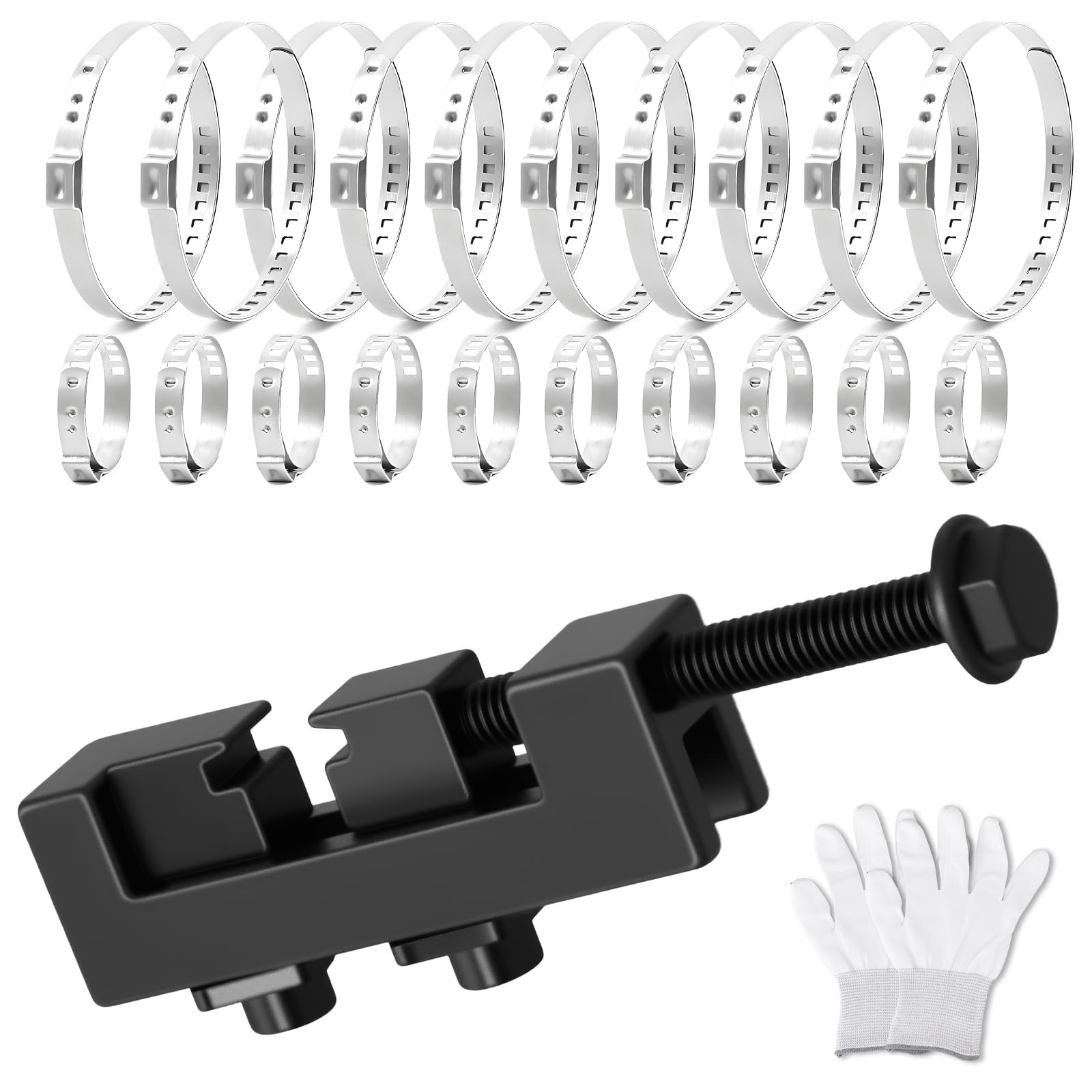 Axle Boot Clamp Tool with 20 PCS 304 Stainless Steel Single Ear Hose Clamps