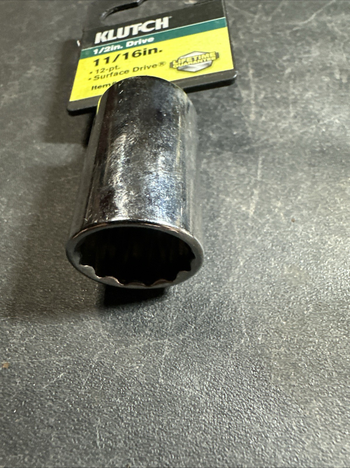 New Klutch 1/2 Drive 12pt 11/16” Chrome Sae Socket