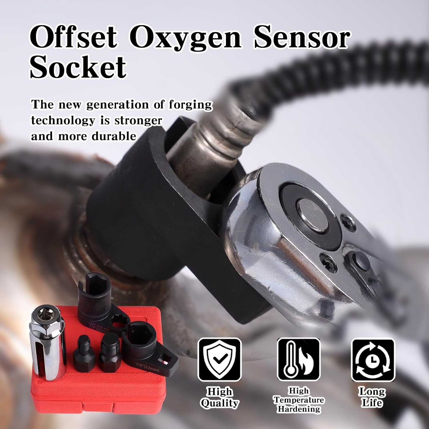 5-Piece Forged O2 Oxygen Sensor Socket & Thread Chaser Set – Automotive Tool…