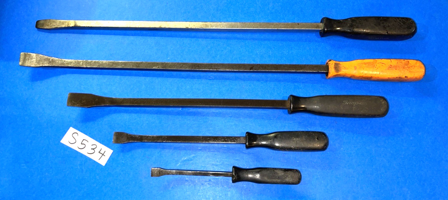 SNAP-ON TOOLS 5 PIECE OLDER PRYBARS & LARGE SCREWDRIVER
