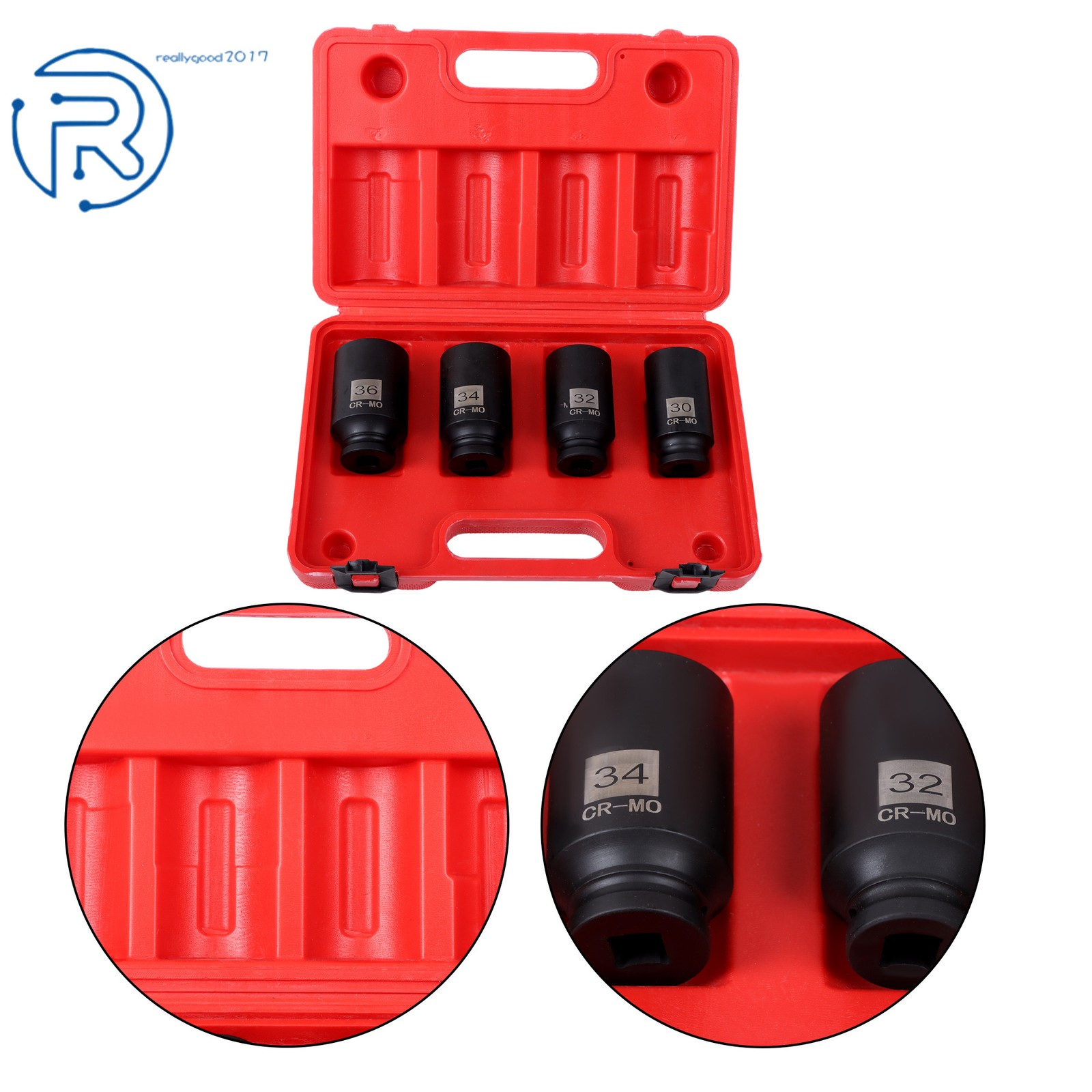12 point 1/2″ Drive Deep Spindle Axle Nut Socket Set MM 30mm 32mm 34mm 36mm 4pcs