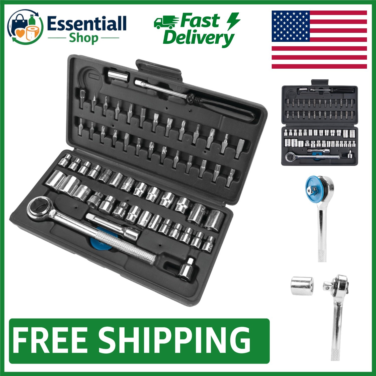 Alloy Steel 60-Piece SAE/Metric Socket Set – Efficient, Easy-to-Store & Durable
