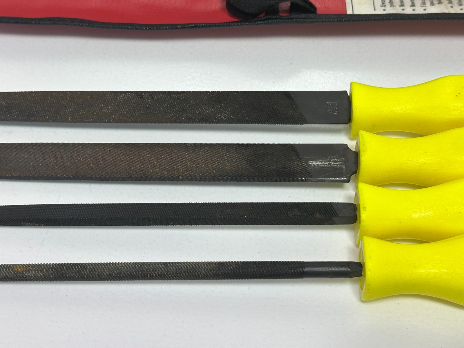 🇺🇸 MAC Tools USA 4pc File Set, 12” Long, Hi-Viz Hard Handle, SCBF4AK, Kit Bag