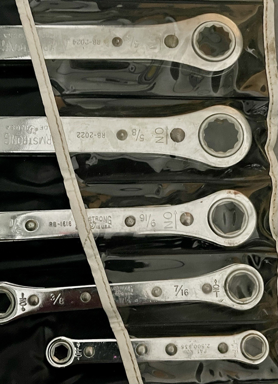 Armstrong Tools USA 7 pc Ratcheting Double Box End Wrench Set SAE w/ Pouch