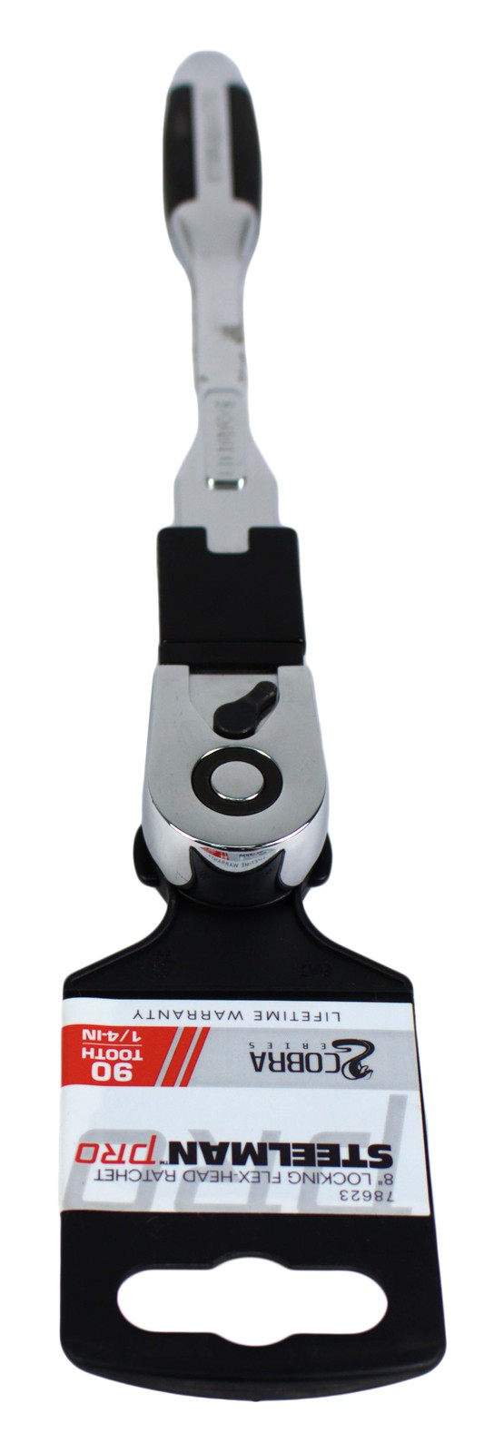 Steelman Pro 8in Locking Flex-Head 90 Teeth Ratchet 1/4in Drive Reversible 78623