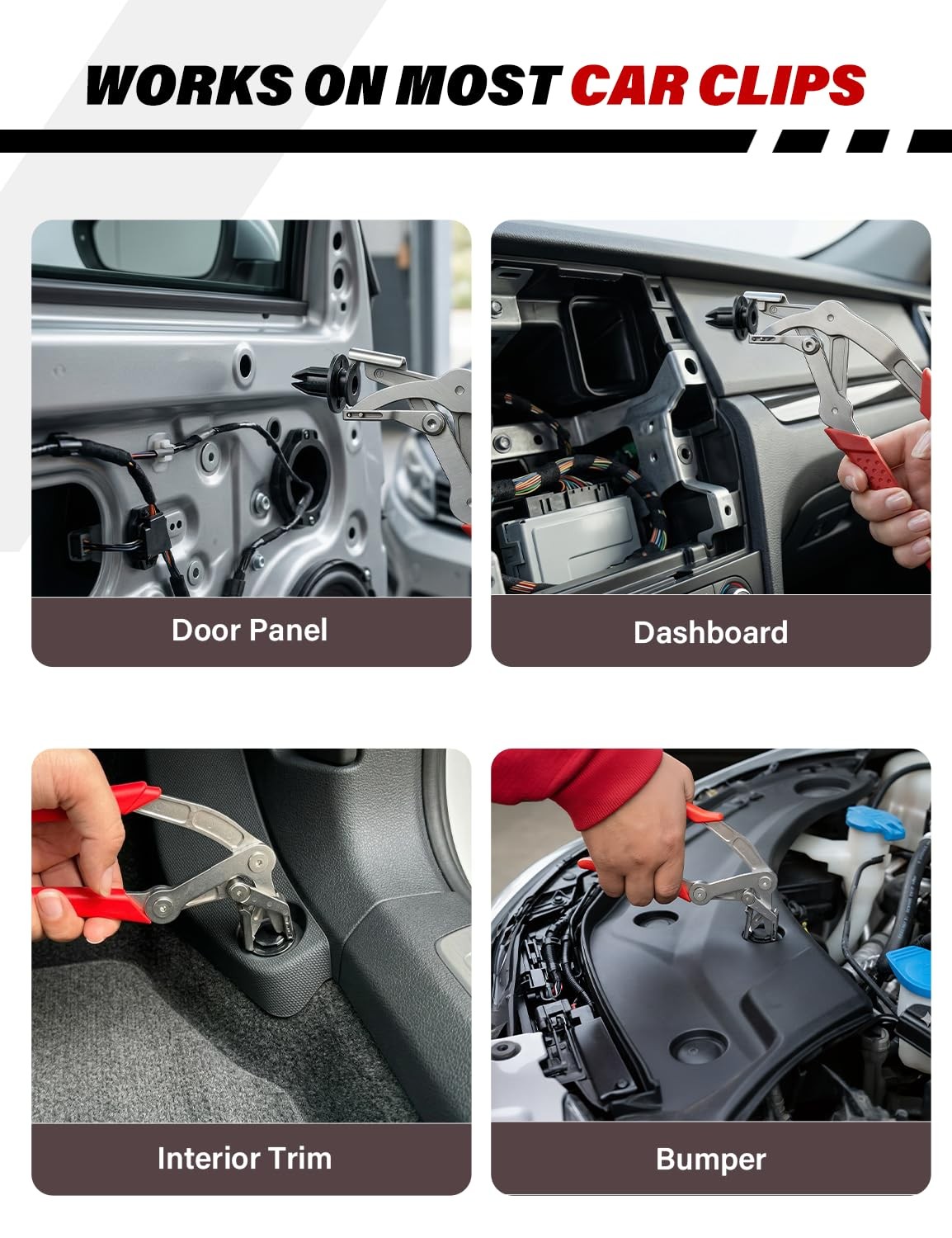 Car Clip Pliers, Damage-Free Removal Pliers for Plastic Push Pins, Red