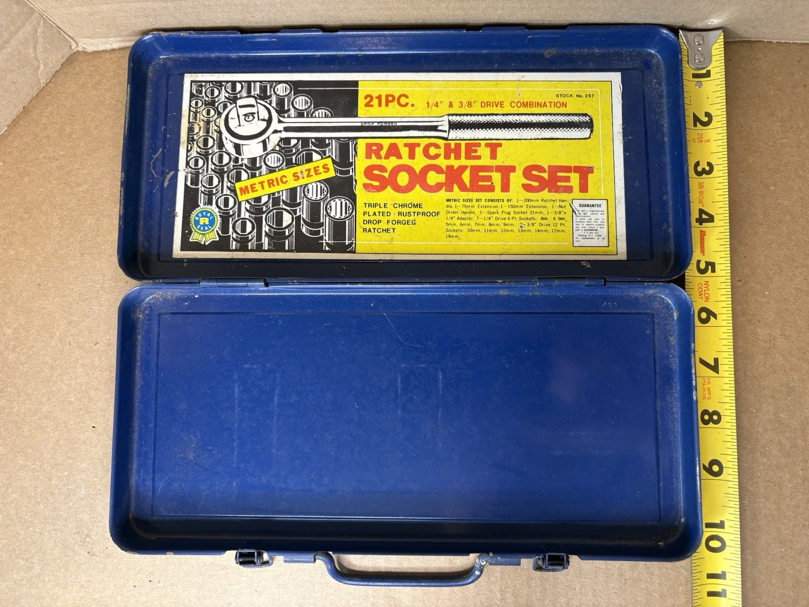 Vintage Royal Tools Tin Case ONLY for Ratchet Socket Set 257 Metric NO Contents