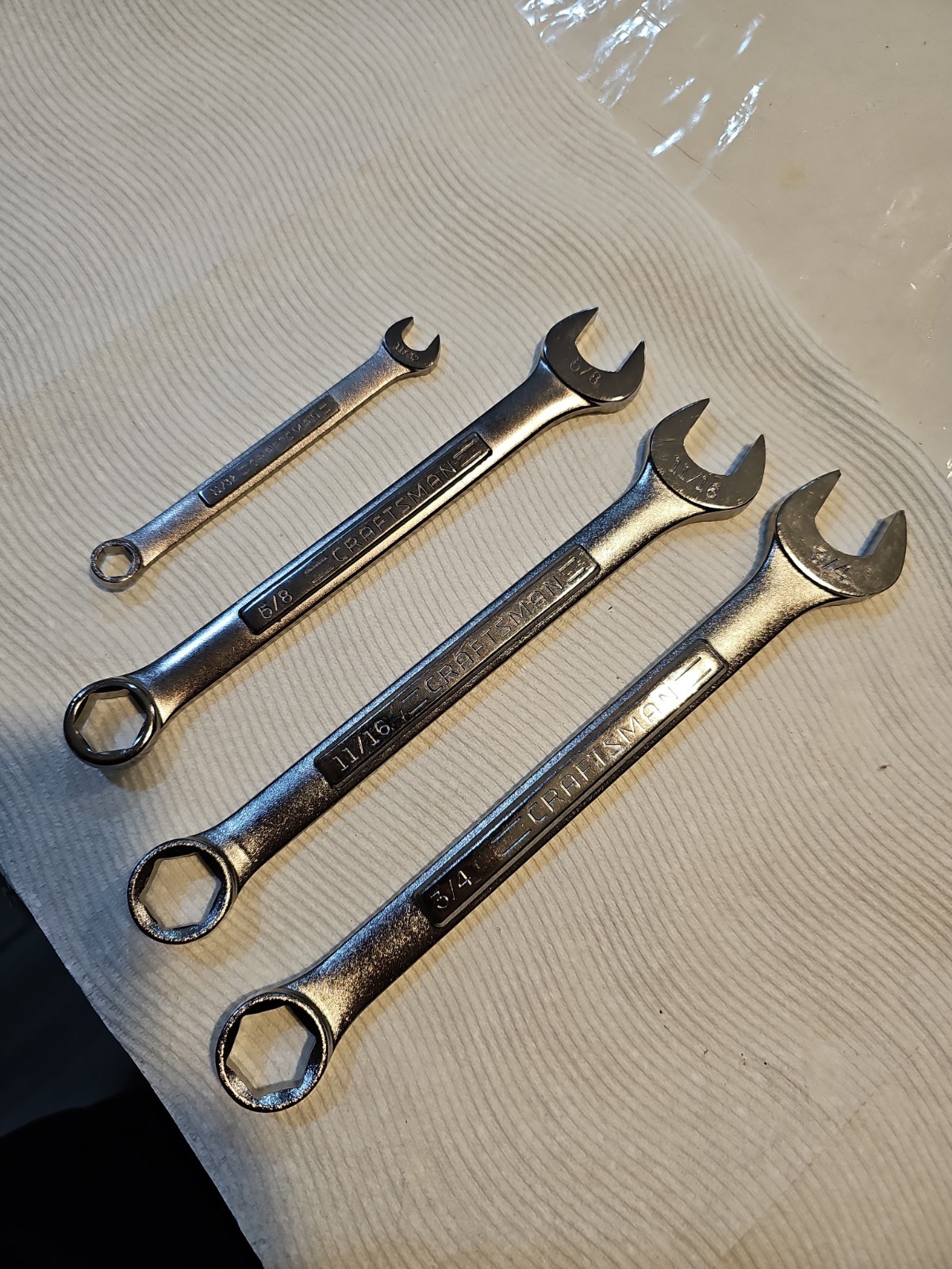 Vintage Craftsman USA VA SAE 6-Pt Wrench Lot 11/32″ 5/8″ 11/16″ 3/4″ Rare 4-Pc