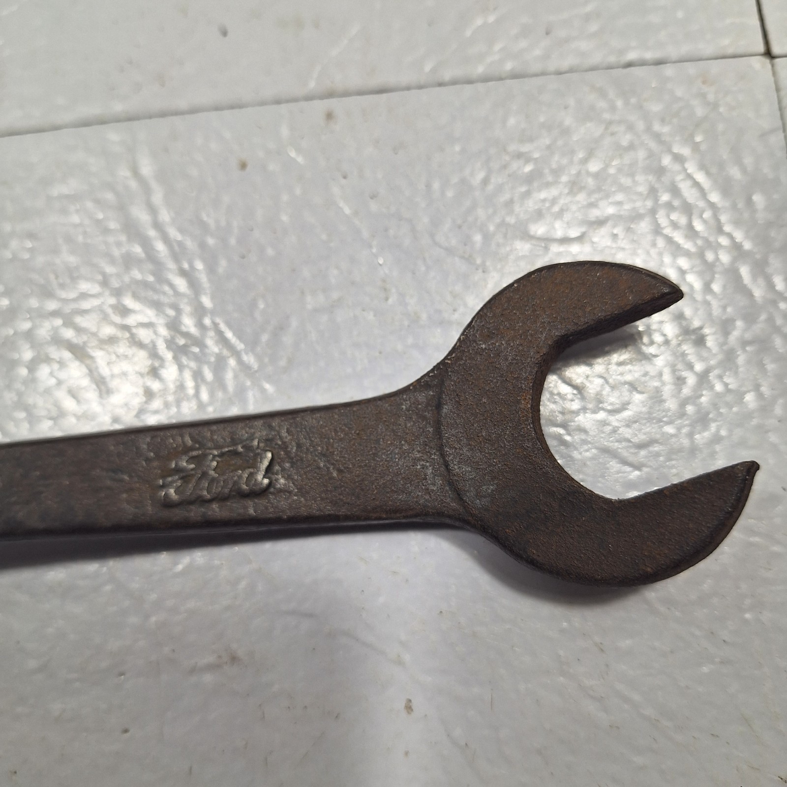 Vintage Ford Script Offset Wrench Forged Steel Circle M 25 War Era Ford Tool 10″