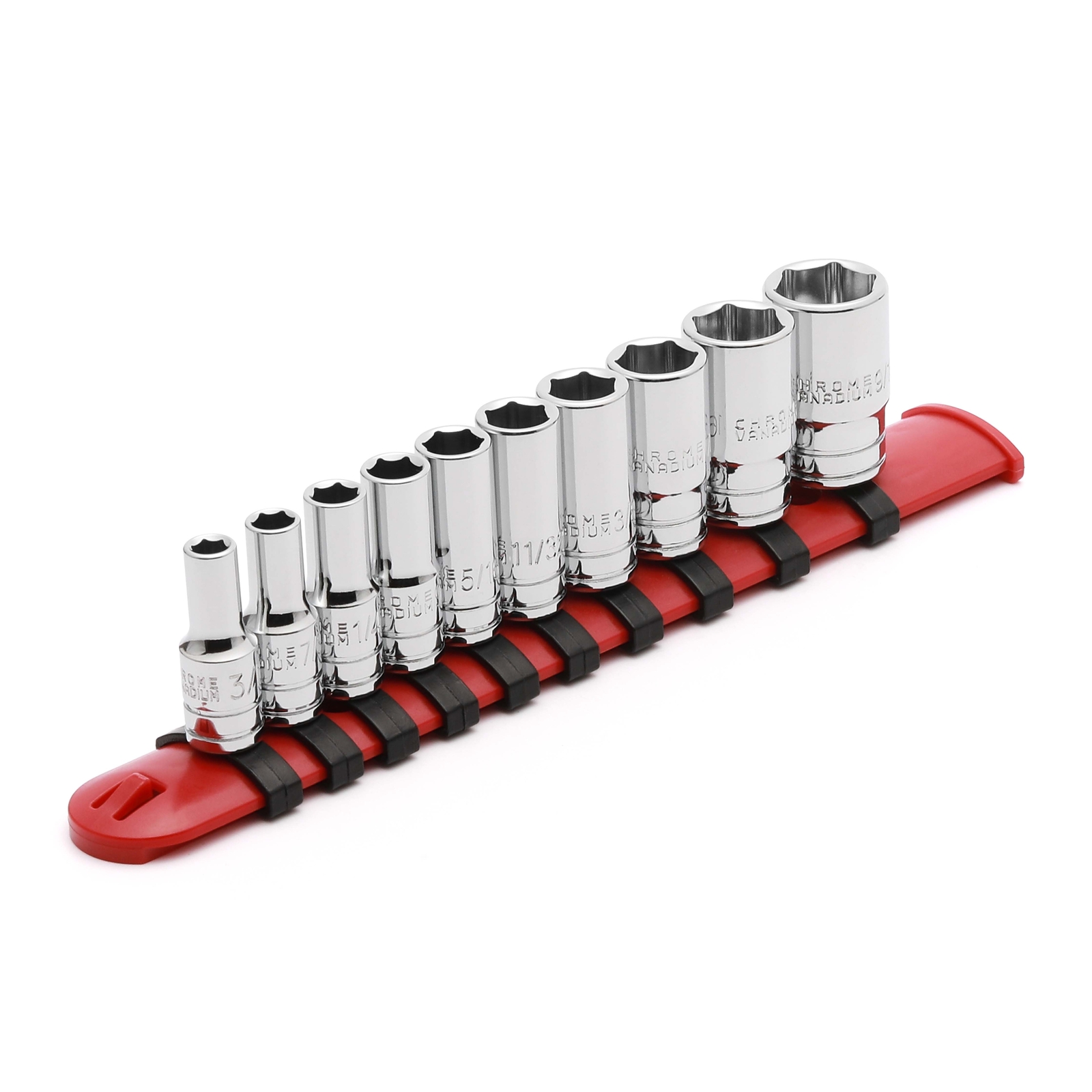 10PCS 1/4″Drive 6 Point. Mid-Length Socket Set SAE, 3/16″ to 9/16″ Mirror Chrome