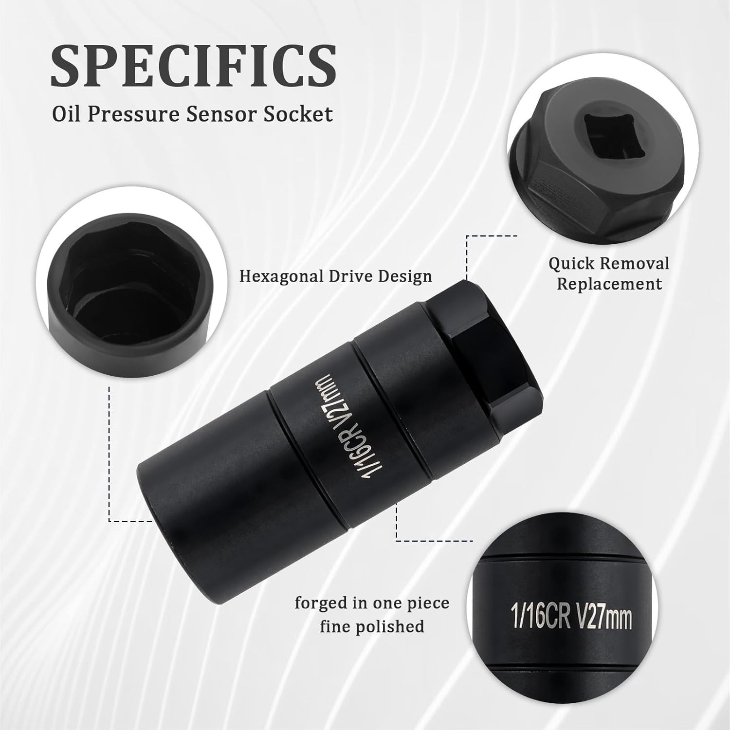 Oil Pressure Sensor Socket,Hexagonal Drive27mm Socket for Removing Oil Sendin…