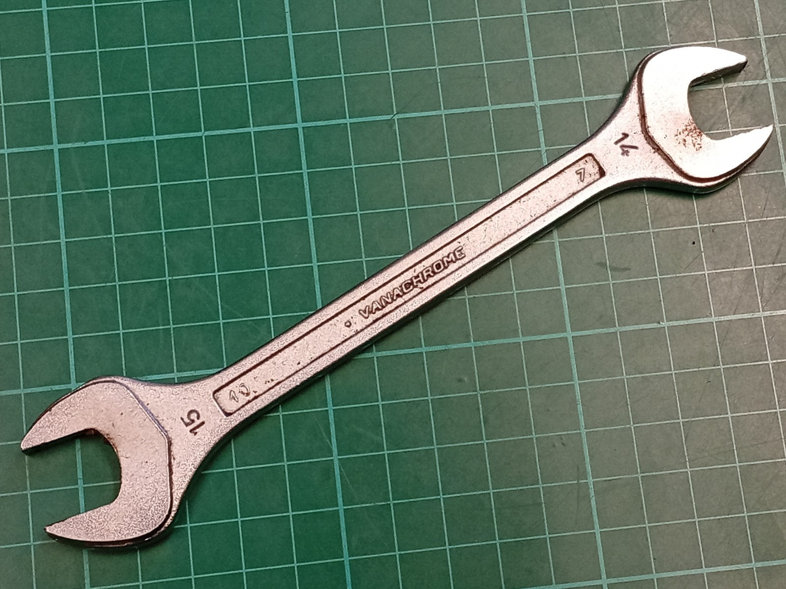 Facom No44, 14mm x 15mm, Vanachrome, Open Ended Spanner, Made In France