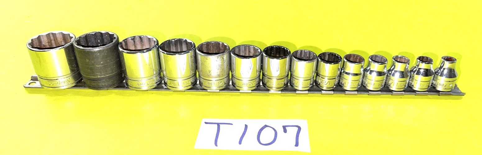 SNAP-ON TOOLS 14 PIECE 3/8 DRIVE SAE. SHORT CHROME SOCKET SET 12-POINT