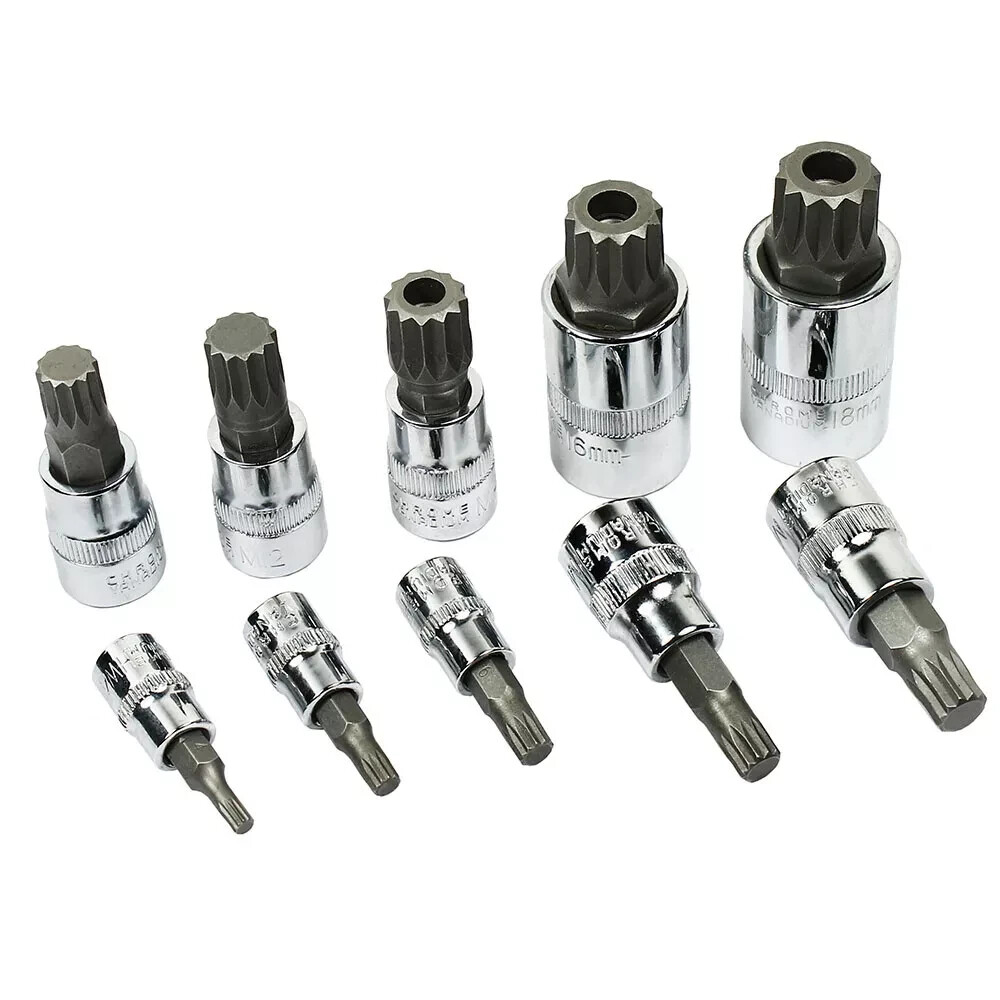 10pc XZN TRIPLE SQUARE 12 POINT SPLINE STAR BIT TAMPER-PROOF 4 BMW BENZ VW AUDI