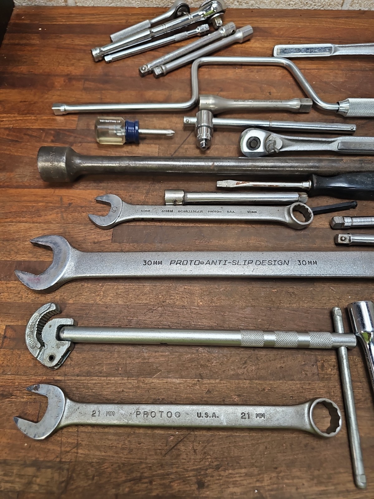 PP25- USA Mechanic tool lot- RATCHETS, WRENCHES, Etc – CRAFTSMAN, PROTO, Etc