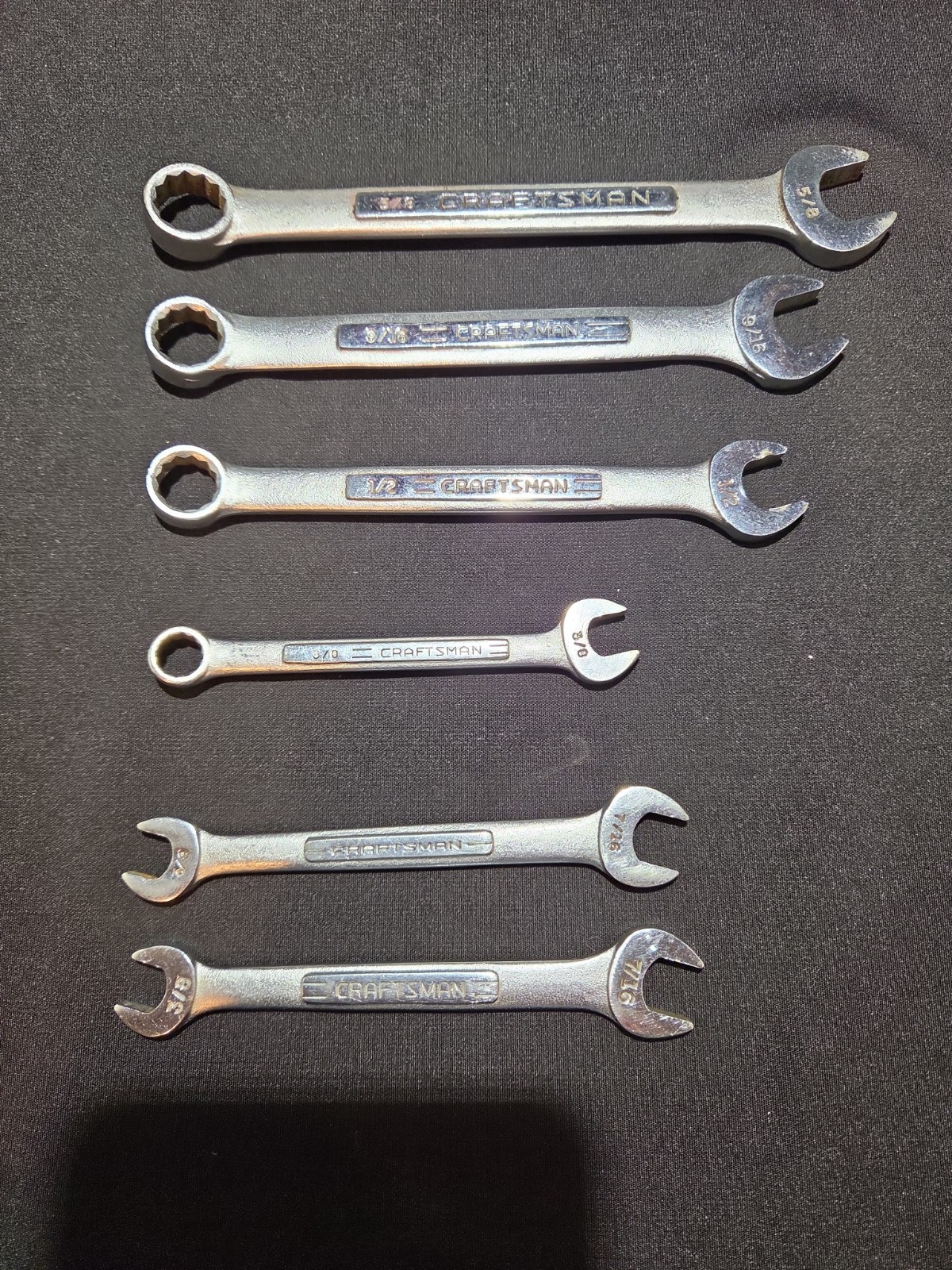 Craftsman Tool SAE Wrenches 4 Comb. 5/8″,9/16″,1/2″3/8″ 2 Open End 7/16″,3/8″