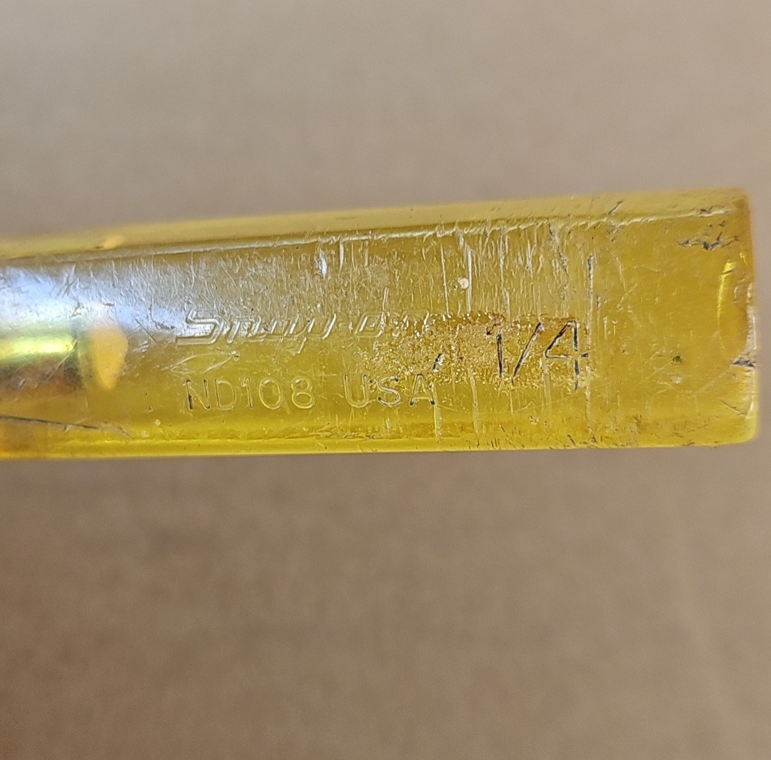 SNAP ON 1/4″ ND108 SAE NUT DRIVER CLEAR YELLOW HANDLE