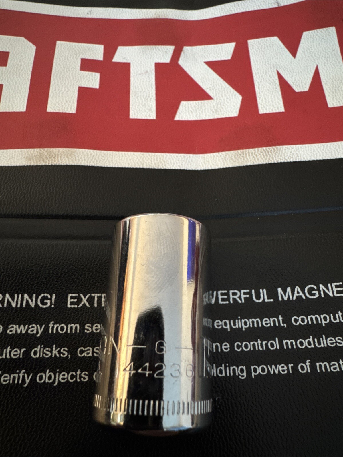 Vintage Sears Craftsman 44236 G 15mm 12 Point 1/2″ Drive Chrome Socket USA Nos