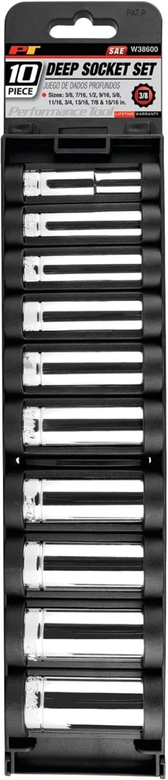 Performance Tool W38600 10 Pc. SAE Deep Socket Set