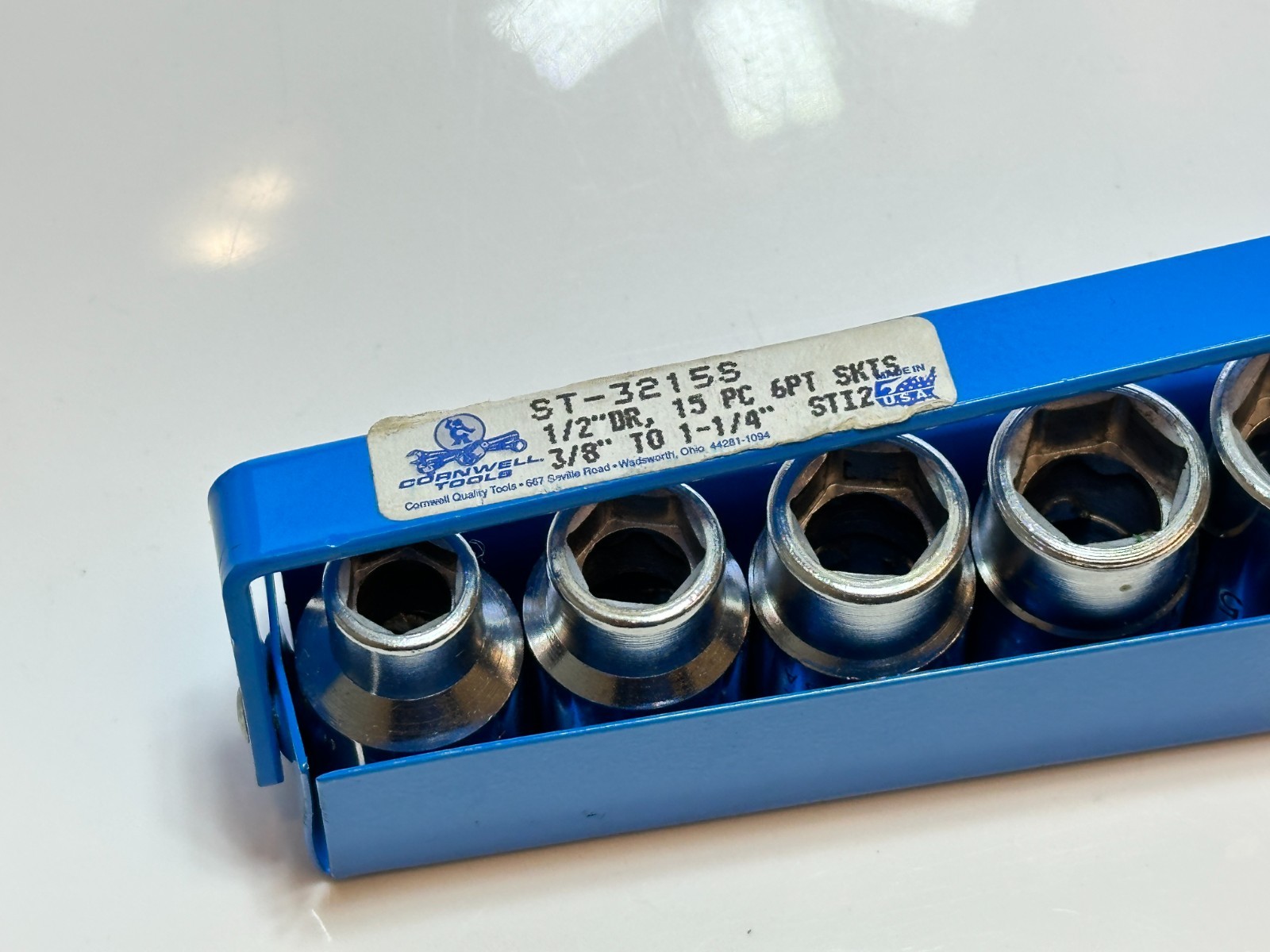 Cornwell Tools USA ST-3215S 1/2” Drive 15pc SAE 3/8 to 1-1/4” Shallow Socket Set