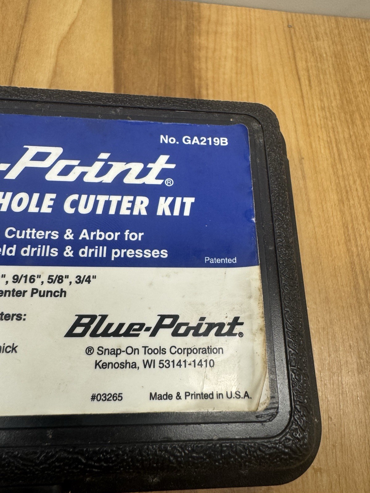 Blue-Point by Snap-on Sheet Metal Hole Cutter Kit # GA219B – Hole Cutter & Arbor