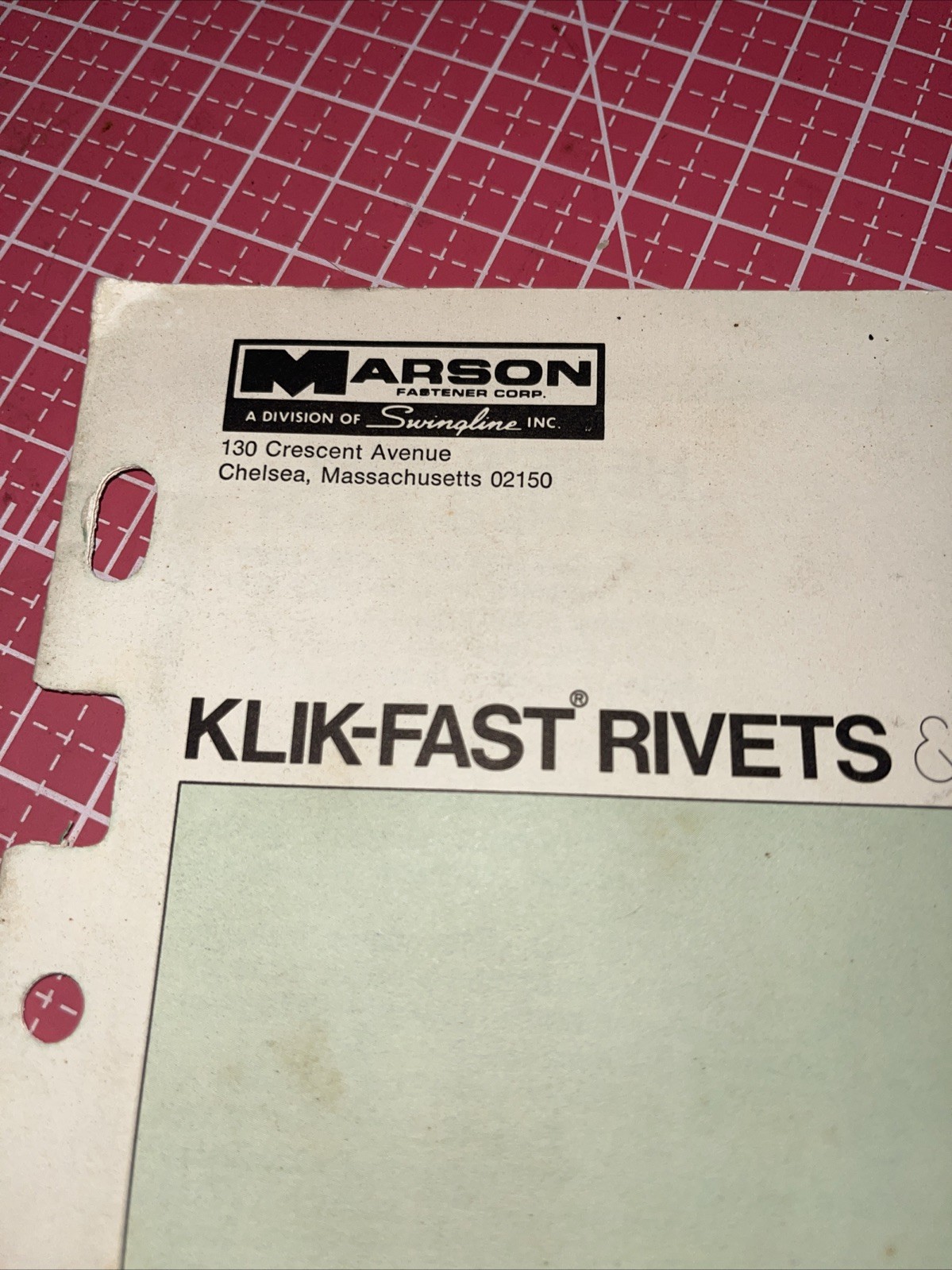 1969 MARSON USA KLIK-FAST Rivets 200-019 RIVET TOOLS Catalog Vintage Swingline