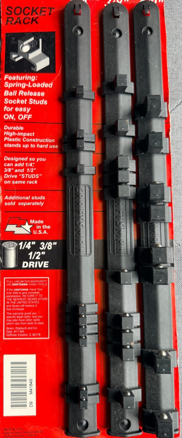 Craftsman 1/4″, 3/8’’, 1/2″ Drive Socket Racks Set of 3 # 941849 NEW